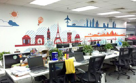 镇雄教你设计办公室墙绘的方法。